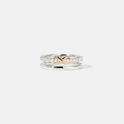 Double-Layered Zircon 925 Sterling Silver Ring
