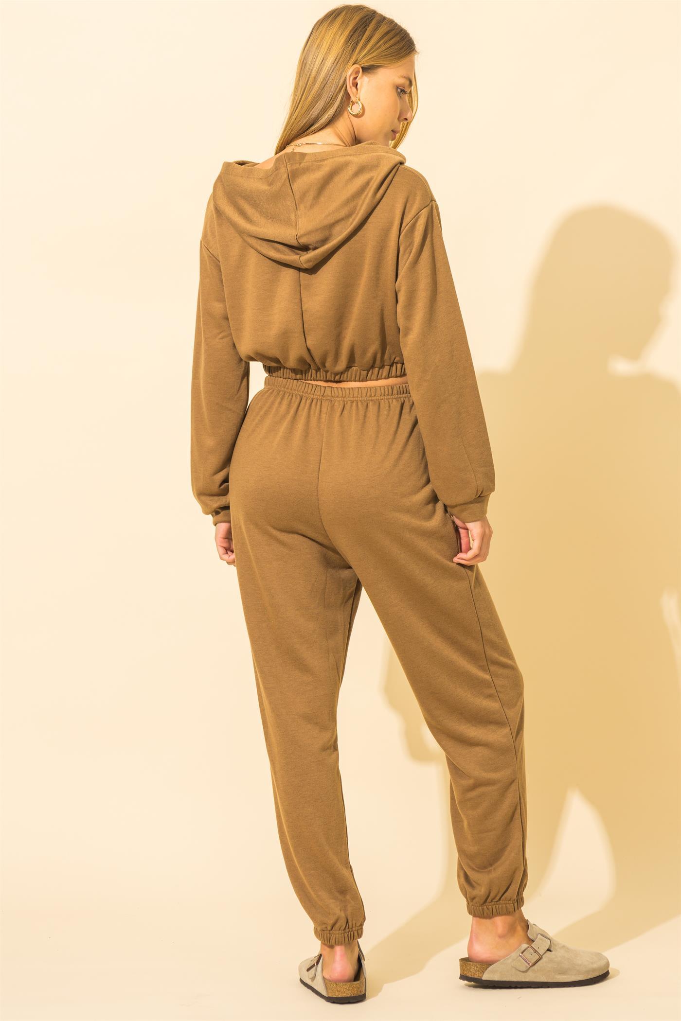 "Keep up with me" Jogger Set Brown