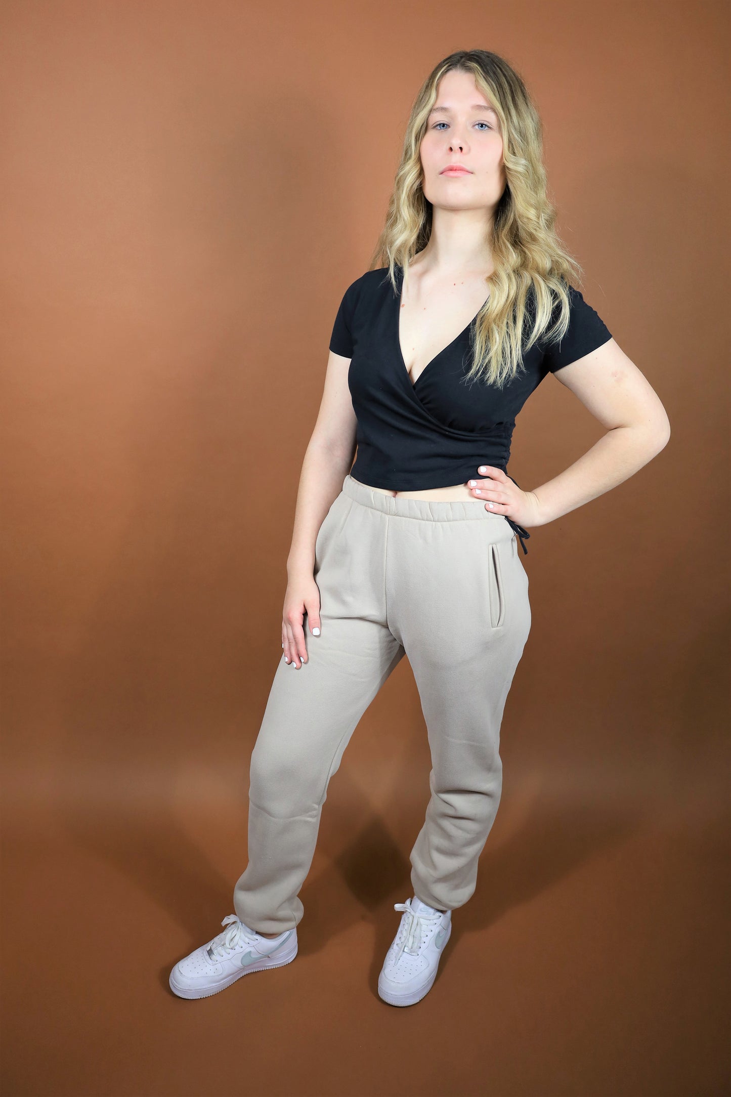 "HIPS DON'T LIE" - TAUPE HIGH WAISTED JOGGERS